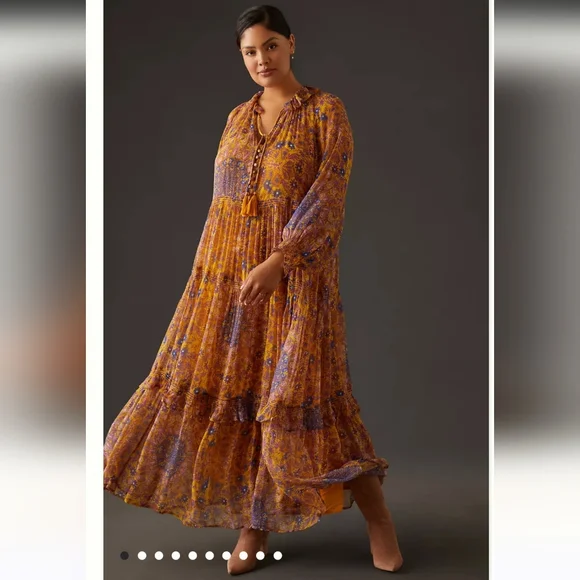 Anthropologie The Marais Printed Chiffon Dress. Multicolored. Size Small. NWOT. - Picture 12 of 15